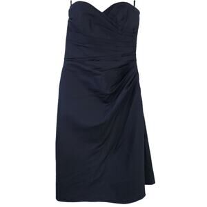 WTOO Watters & Watters Black Strapless Cocktail Dress Size 0 Ruched Side Party